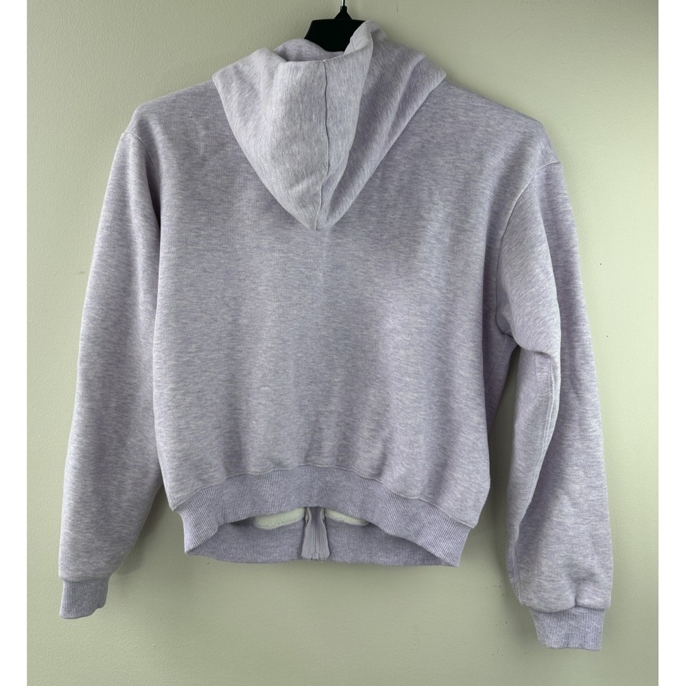 SKIMS Limited Edition Cotton Fleece Cropped Full Zip Up Hoodie Purple Heather M - Picture 12 of 16